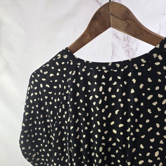 Rails Dress Womens Large Black Polka Dot Karla Ivory Spots Button Mini Smocked - Picture 7 of 15
